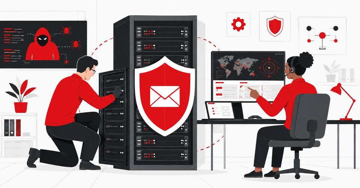 Équipe informatique corrigeant une vulnérabilité Zimbra exploitée