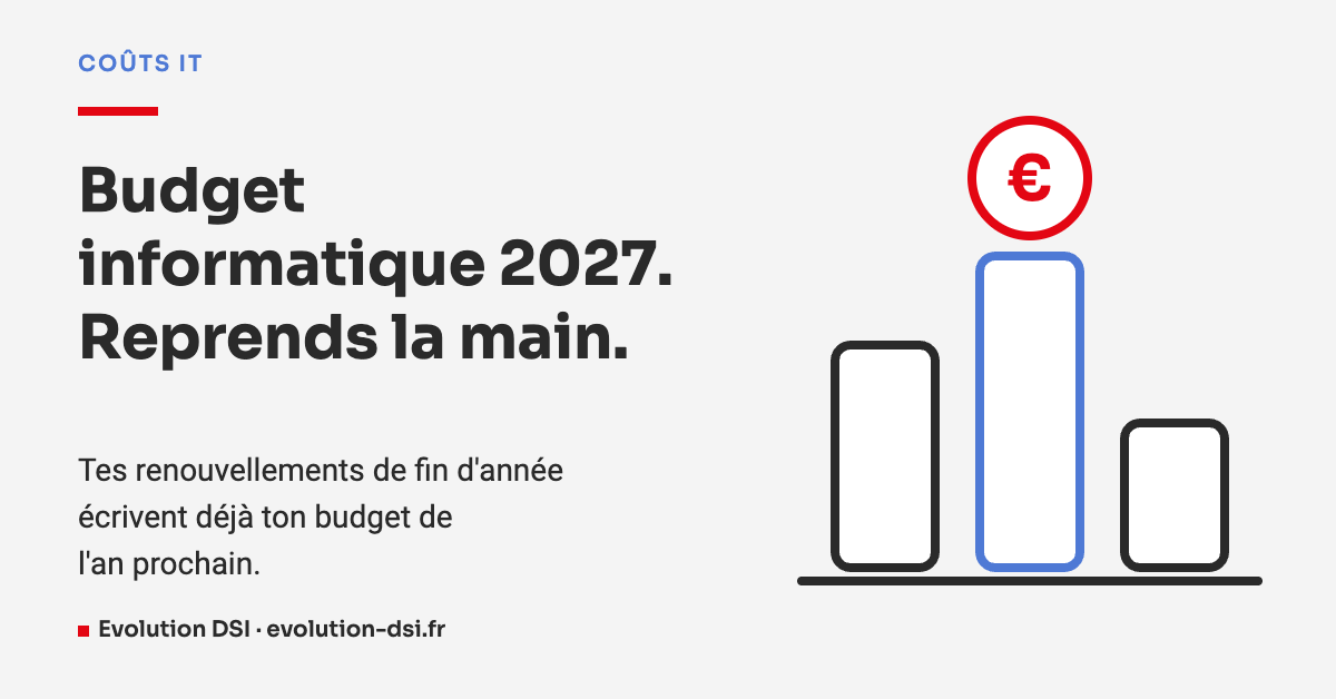 Trois barres de budget et une pièce en euros : préparer son budget informatique 2027 avant les renouvellements